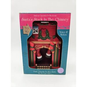 Santa stuck in chimney vintage Christmas decoration sound & motion with Box